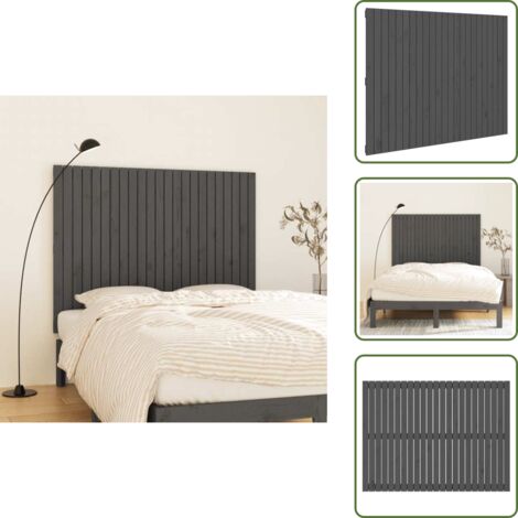 The Living Store Cabecero de cama de pared madera maciza pino gris 146,5x3x110cm - Cabecero de pared
