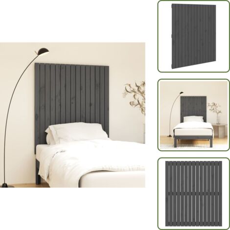 The Living Store Cabecero de cama de pared madera maciza pino gris 95,5x3x110 cm - Cabecero de pared