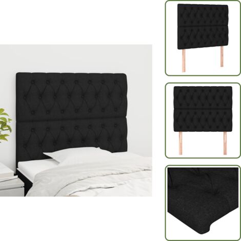 The Living Store Cabecero de cama de tela negro 100x7x118/128 cm - Cabecero negro