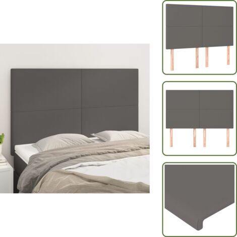 The Living Store Cabecero de cama gris 144x5x118/128 cm piel sintética - Cabecero de cama sintético