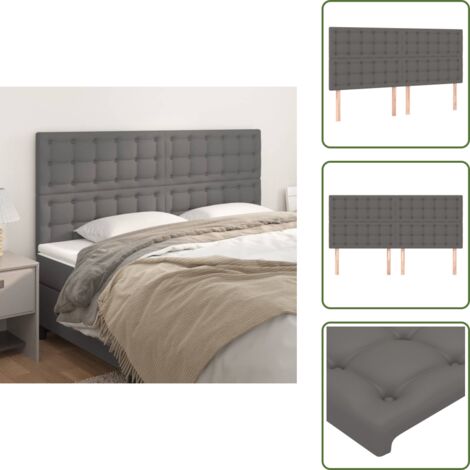 The Living Store Cabecero de cama gris 180x5x118/128 cm piel sintética - Cabecero de cama sintético
