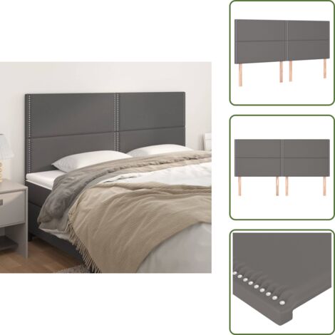 The Living Store Cabecero de cama gris 200x5x118/128 cm piel sintética - Cuero sintético