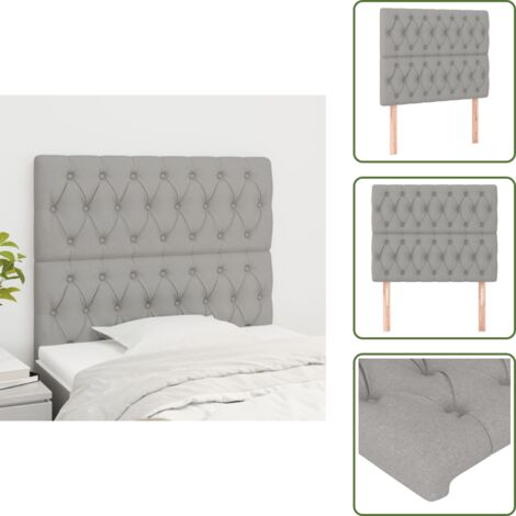 The Living Store Cabecero de cama gris claro 100x7x118/128 cm de tela - Cabecero de cama