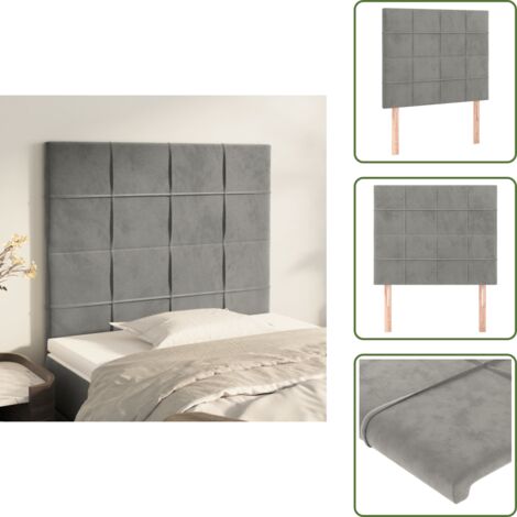 The Living Store Cabecero de cama gris claro 90x5x118/128 cm Terciopelo - Cabecero de cama gris claro
