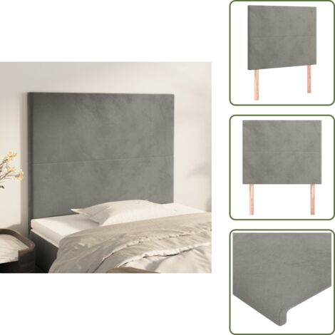 The Living Store Cabecero de cama gris claro 90x5x118/128 cm Terciopelo - Terciopelo