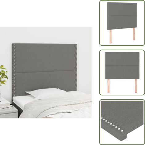 The Living Store Cabecero de cama gris oscuro 100x5x118/128 cm de tela - Cabecero de cama