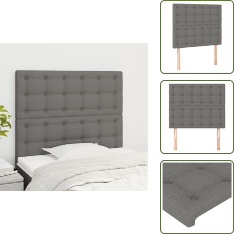 The Living Store Cabecero de cama gris oscuro 100x5x118/128 cm de tela - Cabecero de cama