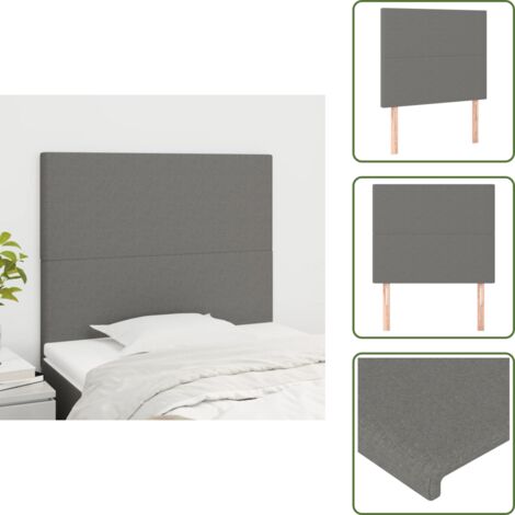 The Living Store Cabecero de cama gris oscuro 100x5x118/128 cm de tela - Cabecero de cama