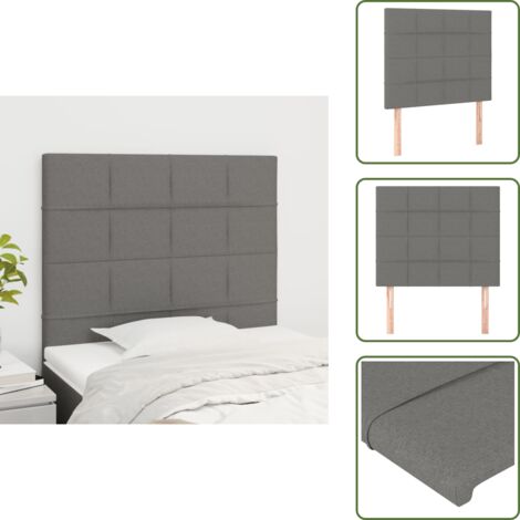 The Living Store Cabecero de cama gris oscuro 100x5x118/128 cm de tela - Cabecero de cama ajustable