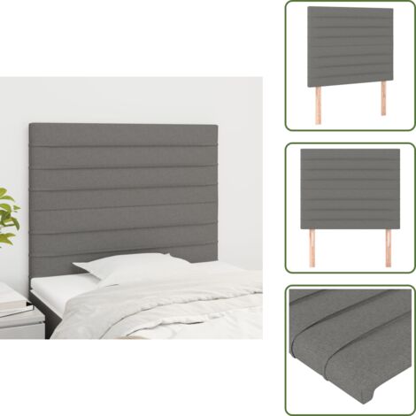 The Living Store Cabecero de cama gris oscuro 100x5x118/128 cm de tela - Cabecero de cama ajustable