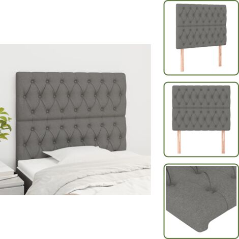 The Living Store Cabecero de cama gris oscuro 100x7x118/128 cm de tela - Cabecero de cama ajustable