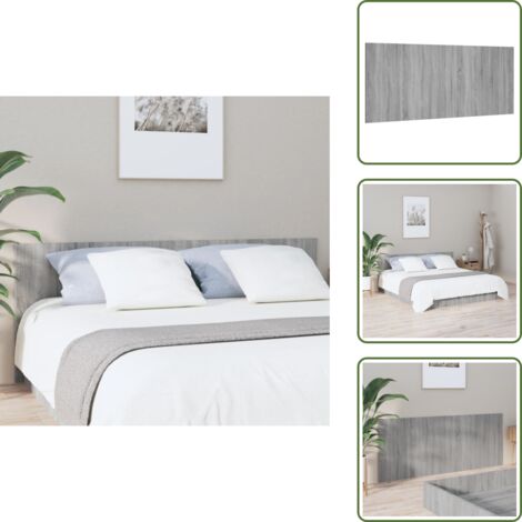 The Living Store Cabecero de cama madera contrachapada gris Sonoma 200x1,5x80 cm - Madera contrachapada