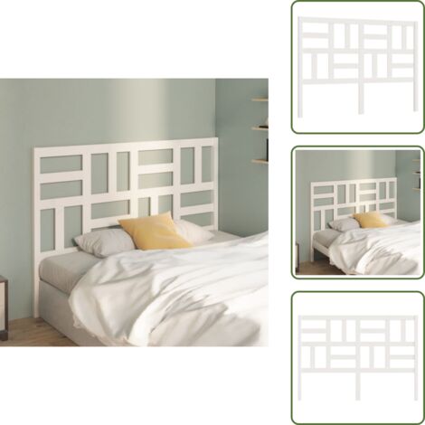 The Living Store Cabecero de cama madera maciza de pino blanco 126x4x104 cm - Madera de pino