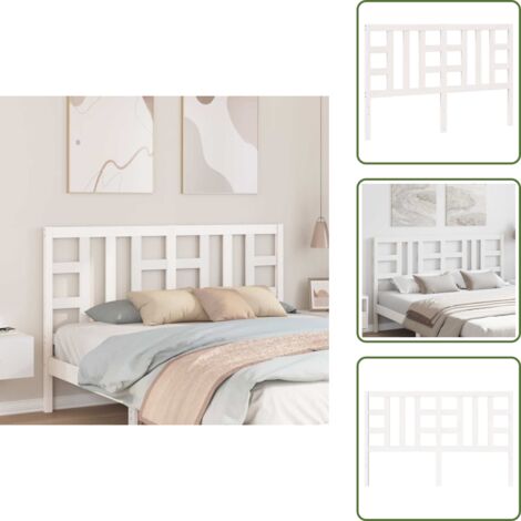 The Living Store Cabecero de cama madera maciza de pino blanco 156x4x100 cm - Madera de pino