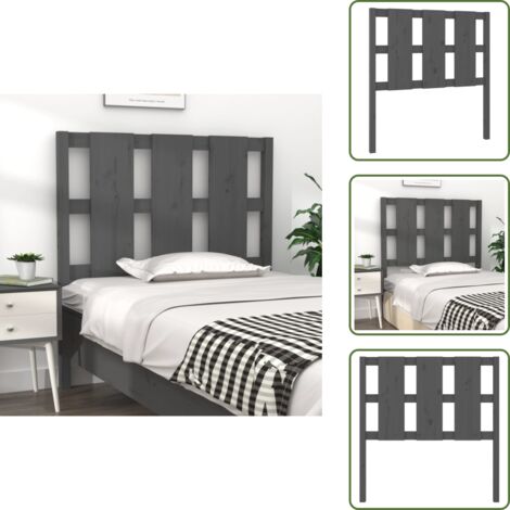 The Living Store Cabecero de cama madera maciza de pino gris 105,5x4x100 cm - Madera de pino