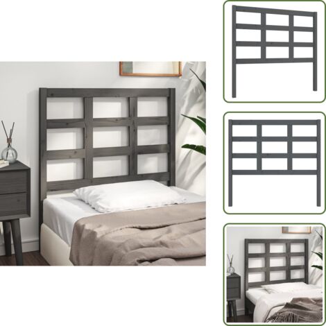 The Living Store Cabecero de cama madera maciza de pino gris 105,5x4x100 cm - Madera de pino