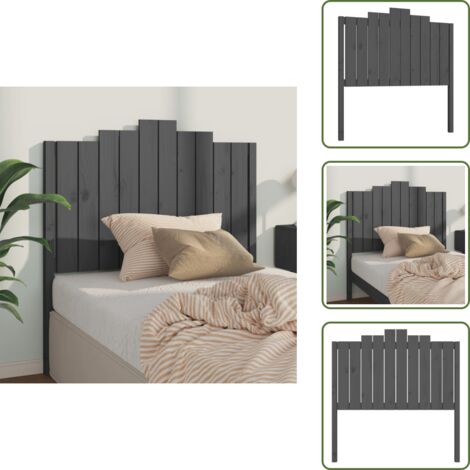 The Living Store Cabecero de cama madera maciza de pino gris 106x4x110 cm - Madera de pino