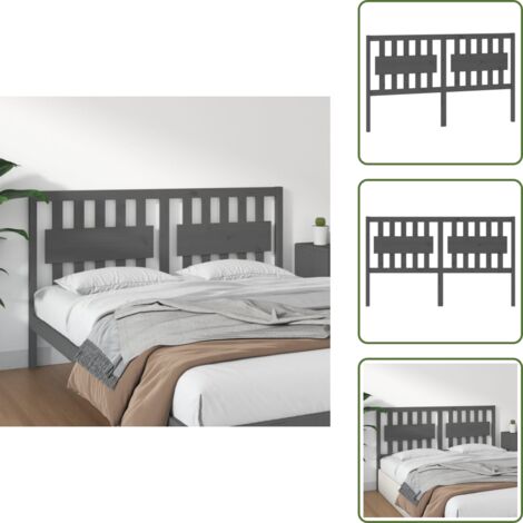 The Living Store Cabecero de cama madera maciza de pino gris 165,5x4x100 cm - Madera de pino