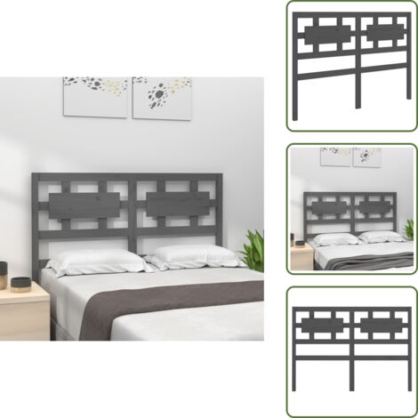 The Living Store Cabecero de cama madera maciza de pino gris 165,5x4x100 cm - Madera de pino