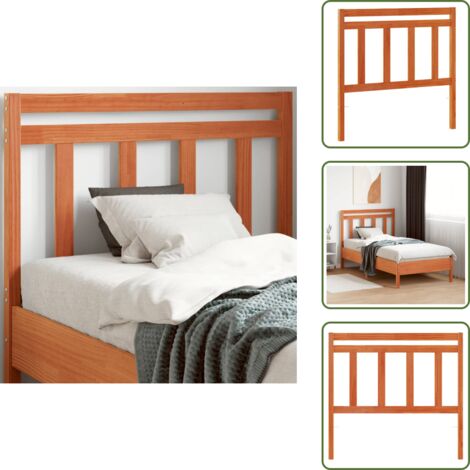 The Living Store Cabecero de cama madera maciza de pino marrón cera 100 cm - Madera maciza