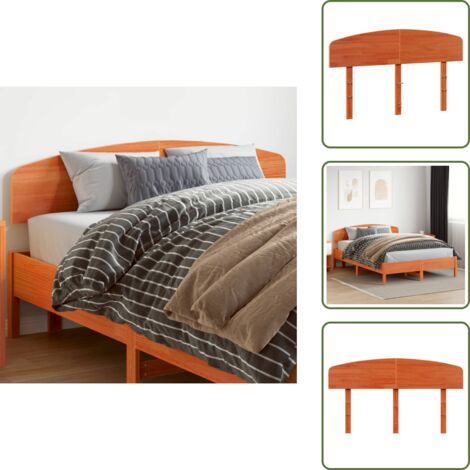The Living Store Cabecero de cama madera maciza de pino marrón cera 150 cm - Madera maciza