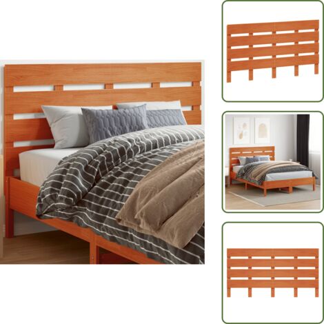 The Living Store Cabecero de cama madera maciza de pino marrón cera 150 cm - Madera maciza