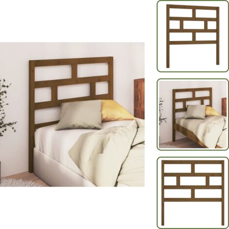 The Living Store Cabecero de cama madera maciza de pino marrón miel 106x4x100 cm - Madera maciza