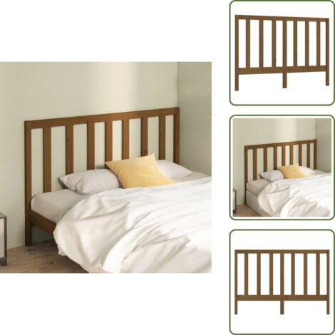The Living Store Cabecero de cama madera maciza de pino marrón miel 126x4x100 cm - Madera maciza