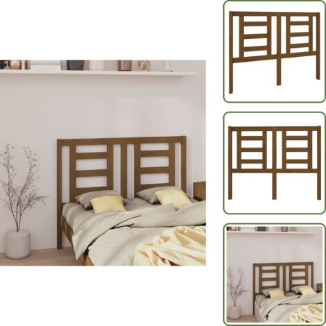 The Living Store Cabecero de cama madera maciza de pino marrón miel 126x4x100 cm - Madera maciza