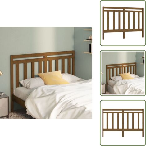 The Living Store Cabecero de cama madera maciza de pino marrón miel 126x4x100 cm - Madera maciza