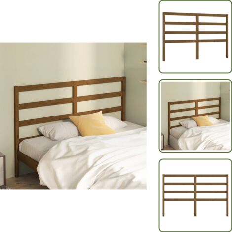 The Living Store Cabecero de cama madera maciza de pino marrón miel 126x4x100 cm - Madera maciza