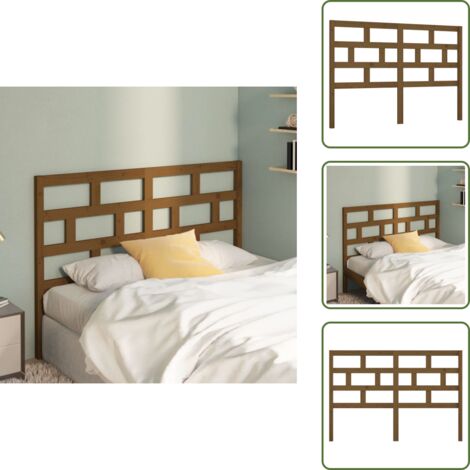 The Living Store Cabecero de cama madera maciza de pino marrón miel 141x4x100 cm - Madera maciza