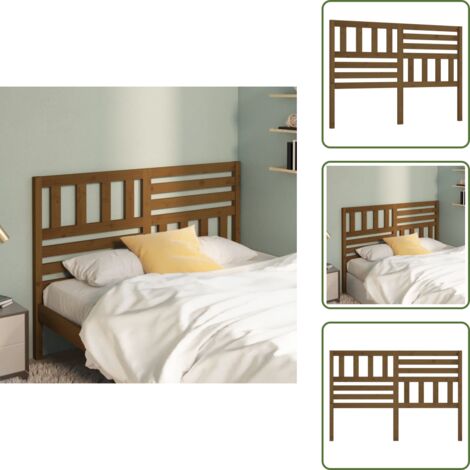 The Living Store Cabecero de cama madera maciza de pino marrón miel 141x4x100 cm - Madera maciza