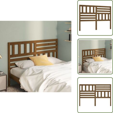 The Living Store Cabecero de cama madera maciza de pino marrón miel 146x4x100 cm - Madera maciza