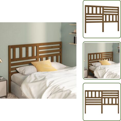 The Living Store Cabecero de cama madera maciza de pino marrón miel 156x4x100 cm - Madera maciza