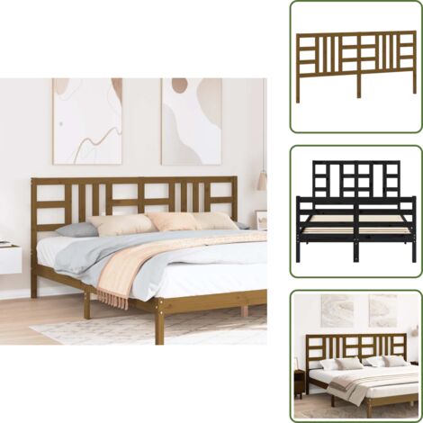 The Living Store Cabecero de cama madera maciza de pino marrón miel 206x4x100 cm - Madera maciza