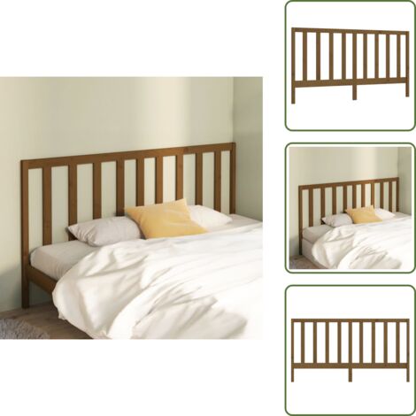 The Living Store Cabecero de cama madera maciza de pino marrón miel 206x4x100 cm - Madera maciza