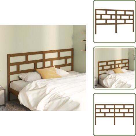 The Living Store Cabecero de cama madera maciza de pino marrón miel 206x4x100 cm - Madera maciza