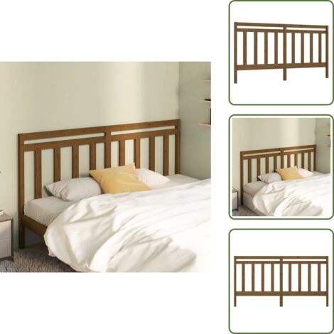 The Living Store Cabecero de cama madera maciza de pino marrón miel 206x4x100 cm - Madera maciza