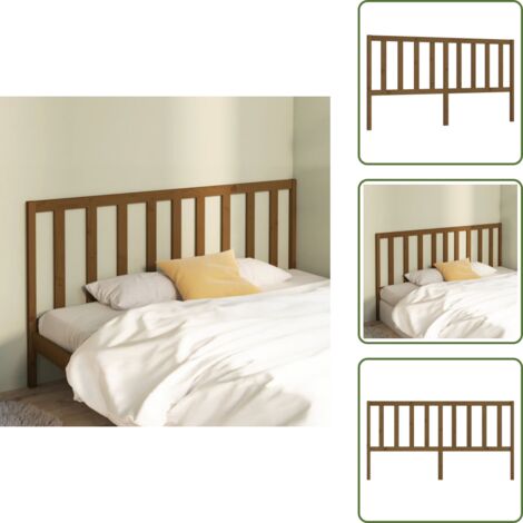 The Living Store Cabecero de cama madera maciza de pino marrón miel 206x4x100 cm - Madera maciza