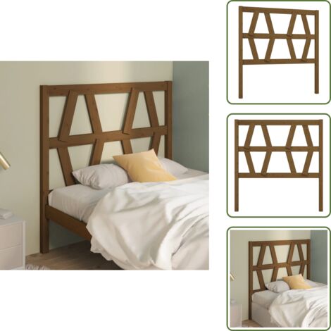 The Living Store Cabecero de cama madera maciza de pino marrón miel 81x4x100 cm - Madera maciza