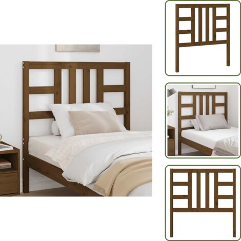 The Living Store Cabecero de cama madera maciza de pino marrón miel 96x4x100 cm - Madera maciza