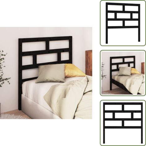 The Living Store Cabecero de cama madera maciza de pino negro 106x4x100 cm - Madera de pino