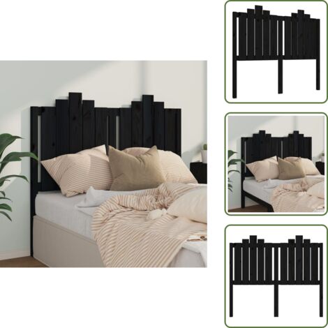The Living Store Cabecero de cama madera maciza de pino negro 126x4x110 cm - Madera de pino