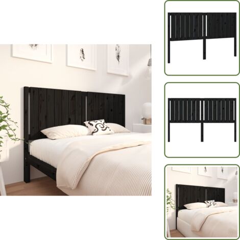 The Living Store Cabecero de cama madera maciza de pino negro 165,5x4x100 cm - Madera de pino