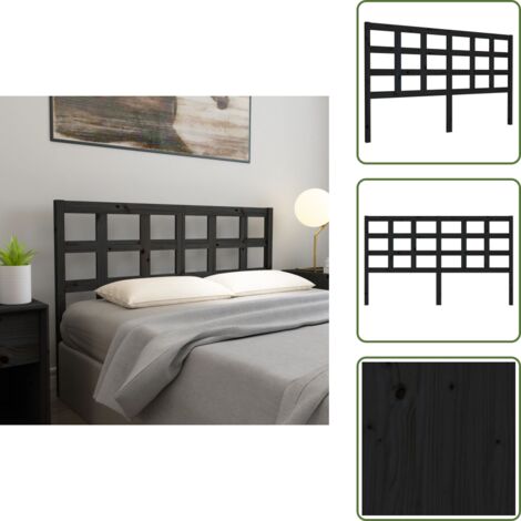 The Living Store Cabecero de cama madera maciza de pino negro 165,5x4x100 cm - Madera de pino