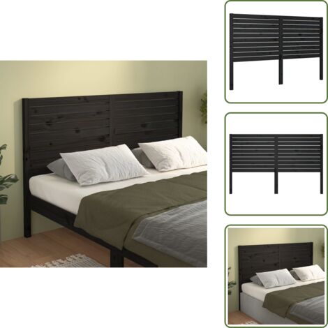 The Living Store Cabecero de cama madera maciza de pino negro 166x4x100 cm - Madera de pino