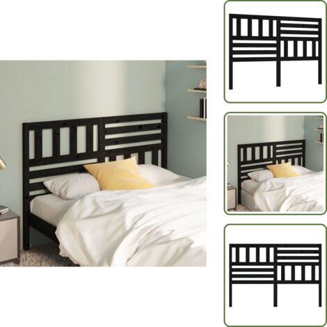 The Living Store Cabecero de cama madera maciza de pino negro 166x4x100 cm - Madera de pino