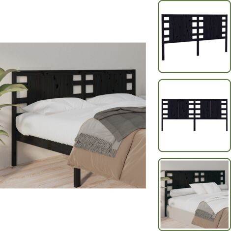 The Living Store Cabecero de cama madera maciza de pino negro 166x4x100 cm - Madera de pino
