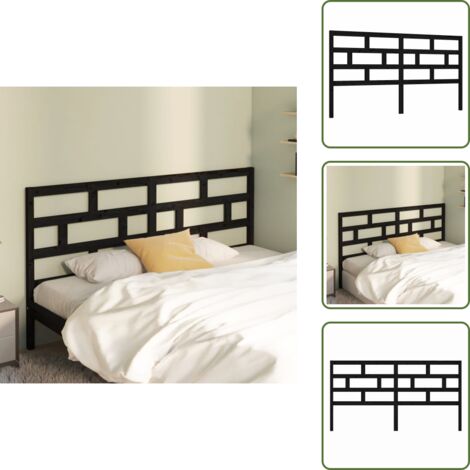 The Living Store Cabecero de cama madera maciza de pino negro 206x4x100 cm - Madera de pino